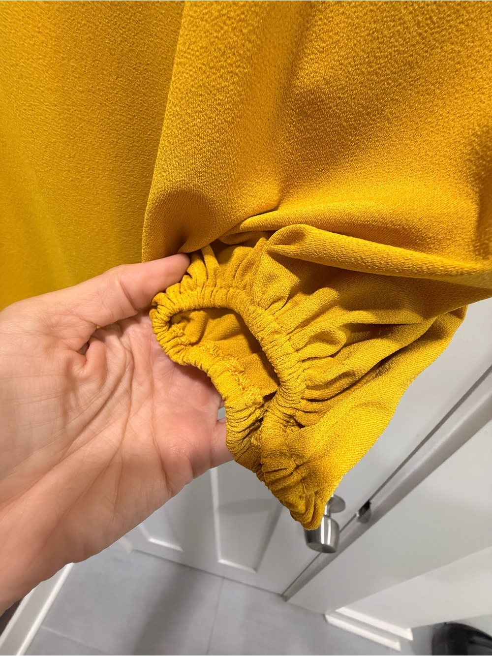 Adrianna Papell Mustard Long Sleeve Crewneck Blouse - Picture 3 of 4